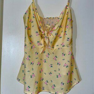 Yellow Camisole-style Floral Summer Top, Size 8/10